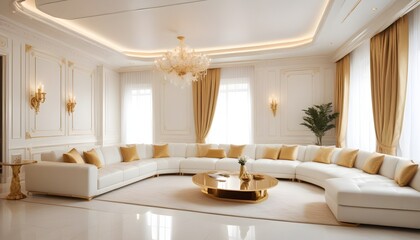 white and gold theme modern interior