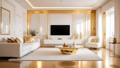 white and gold theme modern interior