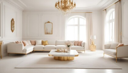 white and gold theme modern interior