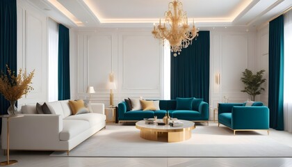 white and gold theme modern interior