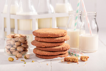 Tasty and sweet pistachio cookies as a popular sweet snack.
