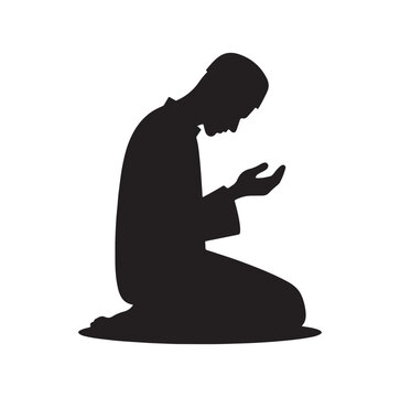 recommend clip art: Muslim Praying silhouette. praying symbol 
                    illustration