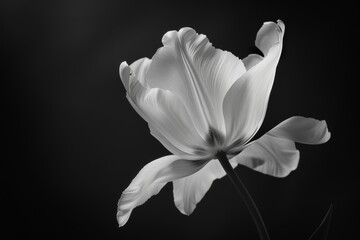 Dramatic Black and White Tulip: High-Contrast Floral Close-Up for Elegant Wall Art or Botanical Prints