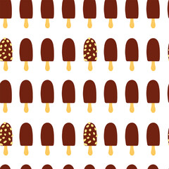 Vector chocolate popsicles flat style seamless pattern