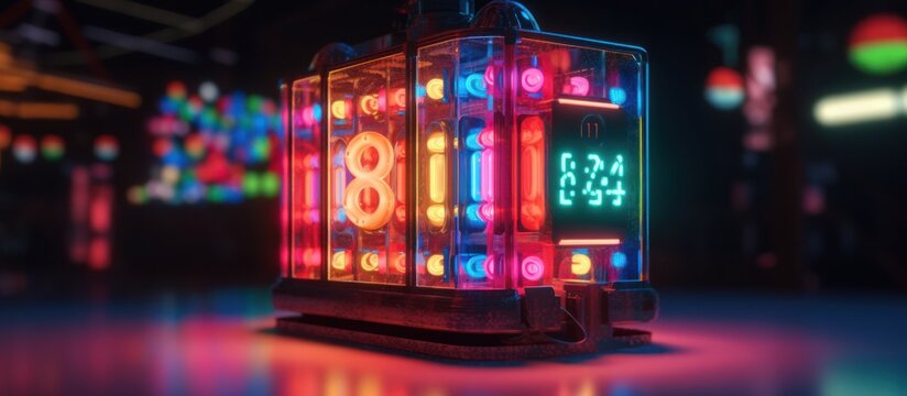 colorful box-shaped neon lights