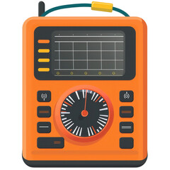 clipart illustration of an orange and black multimeter, isolated on transparent background