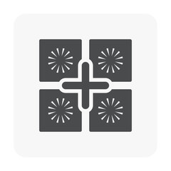 Obraz premium Tile spacer vector icon. Cross shape plastic for tiler worker using in construction and renovation work. To installation in gap of ceramic tile on floor and wall in bathroom, kitchen of home building.