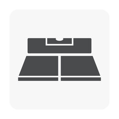 Tile floor construction or renovation vector icon. Include spirit level tool to install, laying and measure balance for interior of home building i.e. bathroom, shower room by worker, tiler or builder