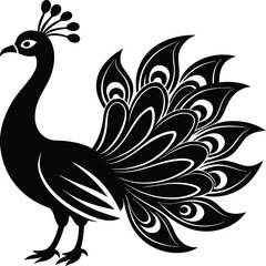 Obraz premium Pretty peacock silhouette cartoon illustration