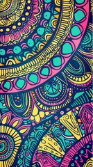 Abstract Colorful Pattern With Geometric Shapes and Mandala Designs