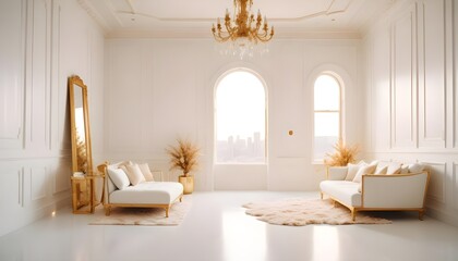 white and gold theme modern interior