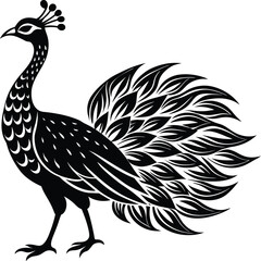 Pretty peacock silhouette cartoon illustration