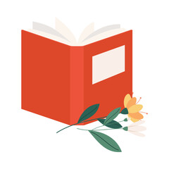 Books with flowers flat icon. Cartoon floral decorations. Wildflowers decor for literature. Poppy, sunflower, forget-me-not, cornflower bouquet on poetry book. Color isolated illustrations