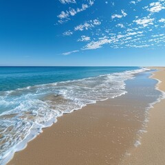 Obraz premium Sandy Beach Paradise with Turquoise Sea and Blue Sky