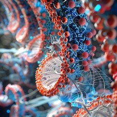 63 Microscopic view of cellular nanomachine engineering 3D illustration