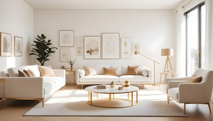 white and gold theme modern interior