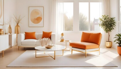 white and gold theme modern interior