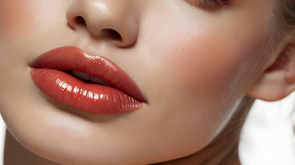Close up lips of woman with lips