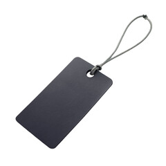 Fototapeta premium Blank black price tag with string isolated on transparent background.
