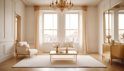 white and gold theme modern interior