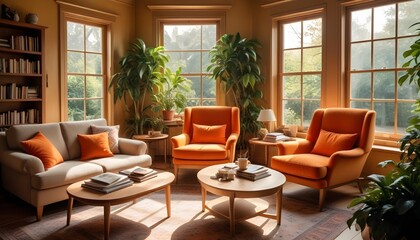 Obraz premium white and gold theme modern interior