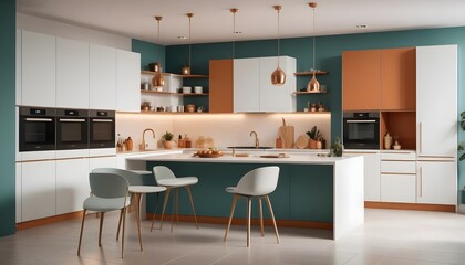 white and gold theme modern interior