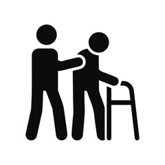 Elderly caregiver support vector illustration icon