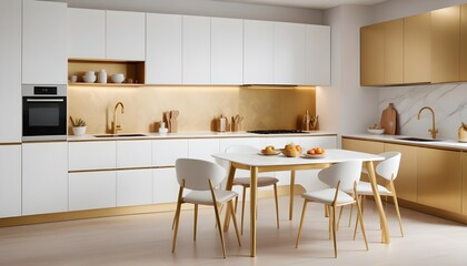 white and gold theme modern interior