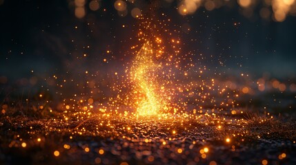 A tiny spark igniting a larger and larger flame until it becomes a roaring bonfire, symbolizing the growth of ideas and passion leading to outstanding success. Clipart illustration style, clean,