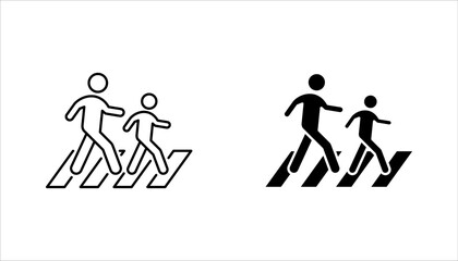 Crosswalk icon set. Pedestrian crossing vector icon illustration isolated on white background