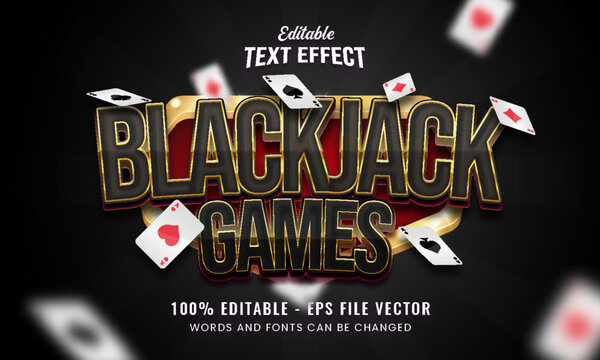 Game advertisement with blackjack games 3d editable text effect