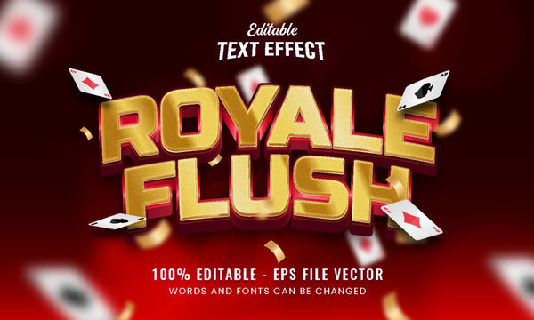 Game advertisement with royale flush 3d editable text effect