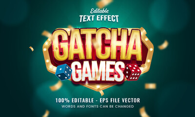 Game advertisement with gold gatcha game 3d editable text effect