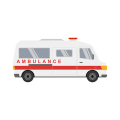 Naklejka premium Ambulance car. Hospital transport medical care clinic. flat design ambulance cars with sirens in white background. Ambulance flat icon, medicine and healthcare, transport sign vector graphics