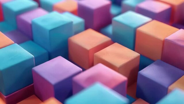Colorful of blocks in various shades of pink, blue, and orange