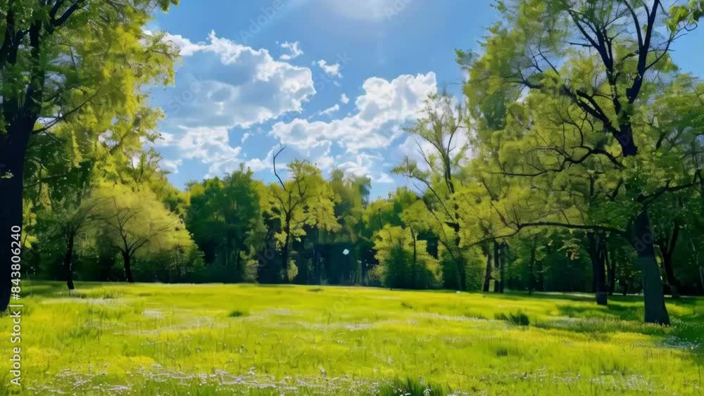 Wall mural large field of grass with trees in background