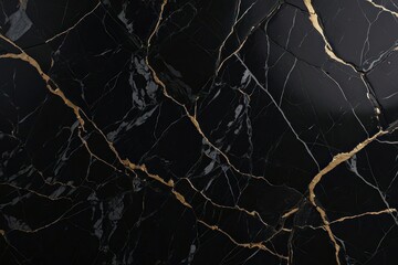 Elegant Black Marble Texture with Gold Veins