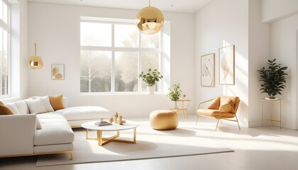 white and gold theme modern interior
