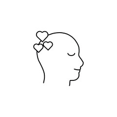 good memory icon with thin line head and heart. concept of mental health serenity or peacefulness. lineart style trend modern abstract logotype graphic