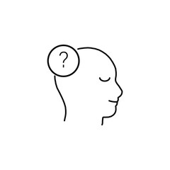 doubt logo with thin line man. stroke style trend modern simple person imagine logotype graphic art round design isolated on white background. concept