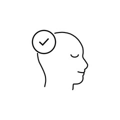 employee hiring with thin line man. flat stroke style trend modern lineart logotype graphic art design isolated on white background. concept of side view of