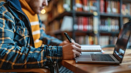 A close-up shot of a person using assistive technology to write on a laptop, highlighting inclusion in education.