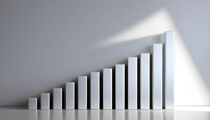 Obraz premium Growing Stock Market Business Graph on a 3D white chart for Corporations, Companies, and Presentations