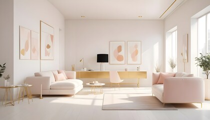 white and gold theme modern interior