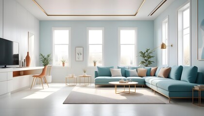 Fototapeta premium white and gold theme modern interior