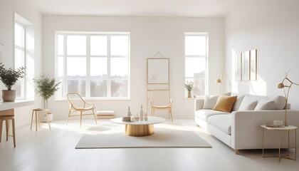 Fototapeta premium white and gold theme modern interior