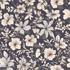 BLUE FLORAL PATTERN WITH WHITE and blue FLOWERS