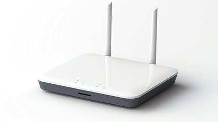 WiFi router with strong signal, isolated on white background, modern design, highquality visuals, copy space