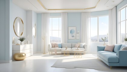 white and gold theme modern interior