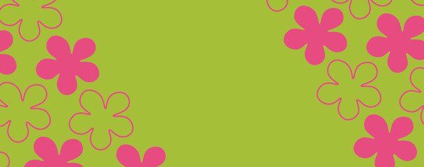 Summer Floral frame. Summer concept design a template for invitations, leaflets and greeting cards. Vector illustration. Trendy border. Green background, Print